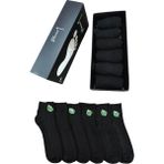 Leement Socks Erkek Bambu Dikişsiz 6 Çift Kısa Patik Çorap Üstü Lacoste Örgü - Siyah - 40 - 45