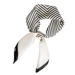LEEQ Bandana, kadın başörtüsü, dut ipeği şal, kare saten başörtüsü, grafik baskılı ipek şal, şık boyun havlusu, anne için hediye, mendil, boyun, bilek için uygun (siyah/beyaz)