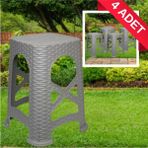Lees home Leeshome 4 Adet Gri Büyük Tabure - Plastik Tabure