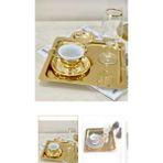Lees home Leeshome Gold Altın Kare Paslanmaz Çelik Kahve Servis Sunum Tepsi & Tabağı - 2 Adet