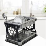 Lees home Leeshome Iki Katlı Modüler Gri Bulaşık Sepeti/bulaşıklık/ Tabaklık - 0,60 x 19 x 29 cm