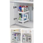LeesHome 2 Katlı Tekerlekli Düzenleyici Raf Beyaz, Banyo Dolabı, Mutfak Tezgah ve Evye Altı, Deterjanlık