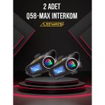Leeways 2 Adet Q58 Max 500M Telsiz Mesafeli Motosiklet Kaskı Interkom Çift Sürücü İletişimi - Siyah