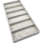 Lefkoşa Model Süet Kumaş Gri Renk 38 Cm / 19 Cm Gözlük Sergileme Çekmece Içi Stand