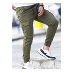 LEFNY COLLECTİON Erkek Haki Kaliteli Pamuklu Esnek Kargo Cepli Ve Beli Lastikli Jogger Pantolon