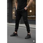 LEFNY COLLECTİON Erkek Siyah Kaliteli Pamuklu Esnek Kargo Cepli Ve Beli Lastikli Jogger Pantolon