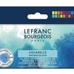Lefranc Bourgeois 301446 İnce Sulu Boya Metal Kutuda 24 Canlı Renk 1/2 Kasede, 1 Sincap Saç Fırçası No. 8