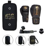 Legacy Boks Eldiveni Kick Boks Muay Thai Eldiveni 3'lü Set ve Eldiven Taşıma Çantalı - Siyah - 12 oz