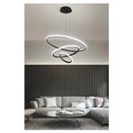 Legacy Rings Modern Tasarım Siyah Renk - Yatak Odası - Salon - Çocuk Odası - Mutfak Beyaz Led 3 Lü Avize