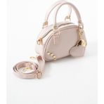 Legend Aksesuar Kadın Belloni Model Mini Boy Oval Kalp Charm Hediyeli El ve Omuz Çantası - Pudra