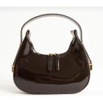 Legend Aksesuar Kadın Rugan Deri Baget Cherry Bag Fermuar Kapamalı Cherry Bag Özel Askı Detaylı Kol Çantası - Kahverengi