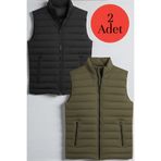 legends butik 2 Adet Erkek Kapitone Astarlı Çift Cepli Şişme Yelek