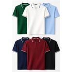 legends butik Erkek Fitilli Triko Polo Yaka Tişört 6’lı Set – Terletmeyen Pamuklu Yazlık Likralı
