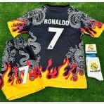 Legent Lady Real Madrid 2026 /ronaldo/ 7 Alevli Dragon Desenli Yeni Sezon Çocuk Forması 4’lü Set - 11 - 12 Yaş - Siyah