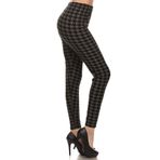 Leggings Depot Kadınlar için Yüksek Belli Ekose ve Vahşi Baskılı Tayt - Ekose, Leopar, Yılan Derisi, Puantiyeli, Gri Kazayağı, 3X-5X