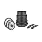 Leggno All-In-One Titanium 12 Parça Set: 20-24Cm Derin & 24-26Cm Sığ Tencere 22-26-28Cm Tava 20Cm-24Cm-26Cm Cam Kapak 2 Adet Özel Sap