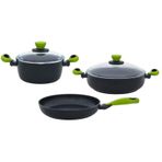 Leggno Colorgy 5 Parça Set Yeşil (22cm derin tencere + 26cm sığ tencere&tava)