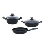 Leggno COLORGY Titanium 5 parça set gri (22cm derin tencere + 26cm sığ tencere&tava)
