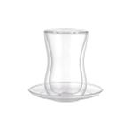 Leggno Vetro Borosilikat Çift Camlı Çay Bardağı Seti 150 Ml (4 Parça) - Şeffaf