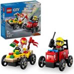 LEGO ® City 60458 Pizza Arabası İtfaiye Kamyonuna Karşı Yarış Arabası 100 Parça Oyun Seti Hediyelik