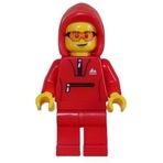 Lego CTY1627 Mountain Bike Cyclist Male Red Tracksuit Hoodie Safety Glasses Mini Figür