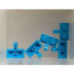 LEGO Custom Aksesuar Plate Modified 1 x 2 Yatay Clip Dark Azure Tuğla