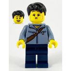 Lego HOL226 Man Sand Blue Jacket And Reddish Brown Satchel Mini Figür