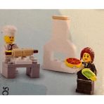 LEGO Minifigür Chef - White Torso With 8 Buttons With Female Suit Black, Dark Red Hair CHEF017A/CTY0183