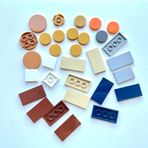 Lego Orijinal Parçalar Karma Tile Tan Mavi Kahverengi Gri Turuncu