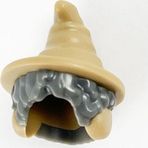 LEGO Orjinal Aksesuar Minifigür Minifigure Büyücü Koyu Taba Şapkalı Gri Saç
