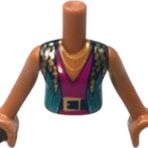 LEGO Orjinal Aksesuar Moc Custom Minifigür Friends Mini Doll Torso Turkuaz Yelek Kolsuz Bluz Gövde