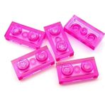 LEGO Orjinal Moc Custom Aksesuar Creator Plate 1 X 2 Düz Tuğla Şeffaf Koyu Pembe