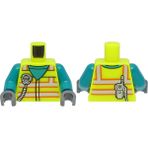 LEGO Orjinal Moc Custom Minifigür Minifigure Erkek Gövde Torso Neon Sarı Güvenlik Yelek Telsiz Işçi