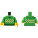 LEGO Orjinal Moc Custom Minifigür Minifigure Gövde Torso Yeşil Zigzag Desenli Kazak