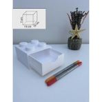LEGO Tasarımlı Mini Çekmece 2x2 Masaüstü Düzenleyici Dekoratif Saklama Kutusu - Beyaz