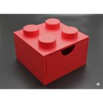 LEGO Tasarımlı Mini Çekmece 2x2 Masaüstü Düzenleyici Dekoratif Saklama Kutusu - Kırmızı