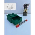 LEGO Tasarımlı Mini Çekmece 2x2 Masaüstü Düzenleyici Dekoratif Saklama Kutusu - Koyu Yeşil