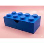 LEGO Tasarımlı Mini Çekmece 4x2 Masaüstü Düzenleyici Dekoratif Saklama Kutusu - Mavi