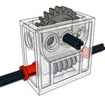 LEGO Technic COMPLETE GEARBOX ASSEMBLY 2 x 4 x 3 1/3 Trans-Clear Wormbox gear motor REDUCER block Mindstorms robotics ev3 NXT transparent robot building power functions part 6588