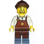 Lego TWN473 Creator Barista Male Reddish Brown Apron With Cup and Name Tag