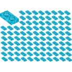LEGO Yedek Parçalar: Plate 1X2: 100 Adet 1x2 Plate Parts Plaka Parçası Şeffaf Mavi - Trans Light Blue 3023