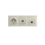 Legrand Salbei Bej (Krem) 3'Lu Set Toprakli Priz, F Konnektor Ve Cat5 Data Priz Set