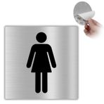 LEIASA | Kendinden Yapışkanlı Bayan Tuvalet Levhası - 10 x 10 cm - Alüminyum - 0,8 mm Kalınlık - Tuvalet Levhası Kadın İşareti Kare - Kapı Levhası WC Kadın (Kadın Levhası)