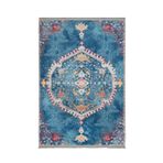 Leiden Mavi Modern Geometrik Etnik Eskitme Desenli Boho Makinada Yıkanabilir Hafif Hav Toz Vermez Leke Tutmaz Kaymaz Taban Dijital Makine Baskı Halı Oturma Odası Salon Yolluk Koridor Mutfak Halısı