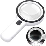 Leidory 30X 95 mm Çift Hd Optik Cam Lens El Büyüteç 1 Uv 12 LED Işıklı