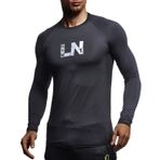 Leif Nelson Gym Erkek Fitness Tişörtü Yuvarlak Yaka Slim Fit Uzun Kollu Erkek Antrenman Tişörtü Top Yuvarlak Yaka Spor Sweatshirt - Kapüşonlu Vücut Geliştirme Antrenman 6316 için, Siyah-Gümüş, S