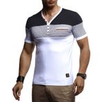 Leif Nelson LN-4885 V Yaka Beyaz Erkek T-shirt