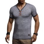 Leif Nelson LN-4890 Antrasit V Yaka Erkek T-shirt