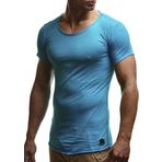 Leif Nelson LN-6281 Turkuaz Bisiklet Yaka Erkek T-shirt