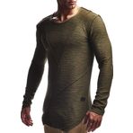 Leif Nelson LN6323 Kapüşonlu Uzun Kollu Bisiklet Yaka Haki Erkek Sweatshirt